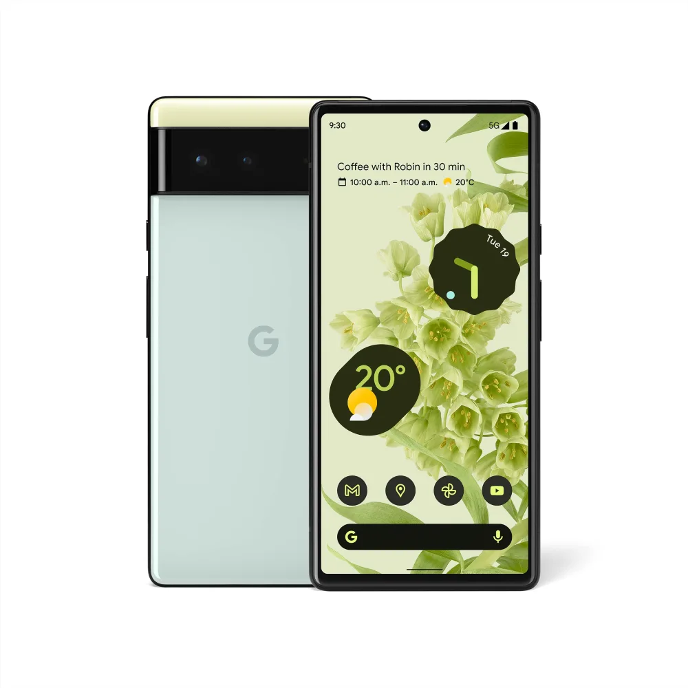 Google Pixel 6 – 5G Android Phone - Unlocked Smartphone with Wide and Ultrawide Lens - 128GB - Sorta Seafoam