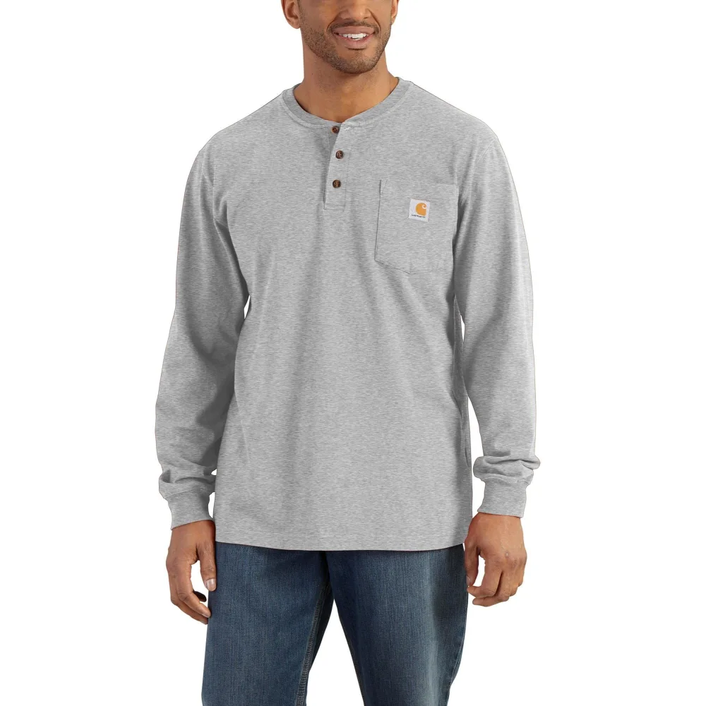 Carhartt Men's Loose Fit Heavyweight Long-Sleeve Pocket Henley T-Shirt