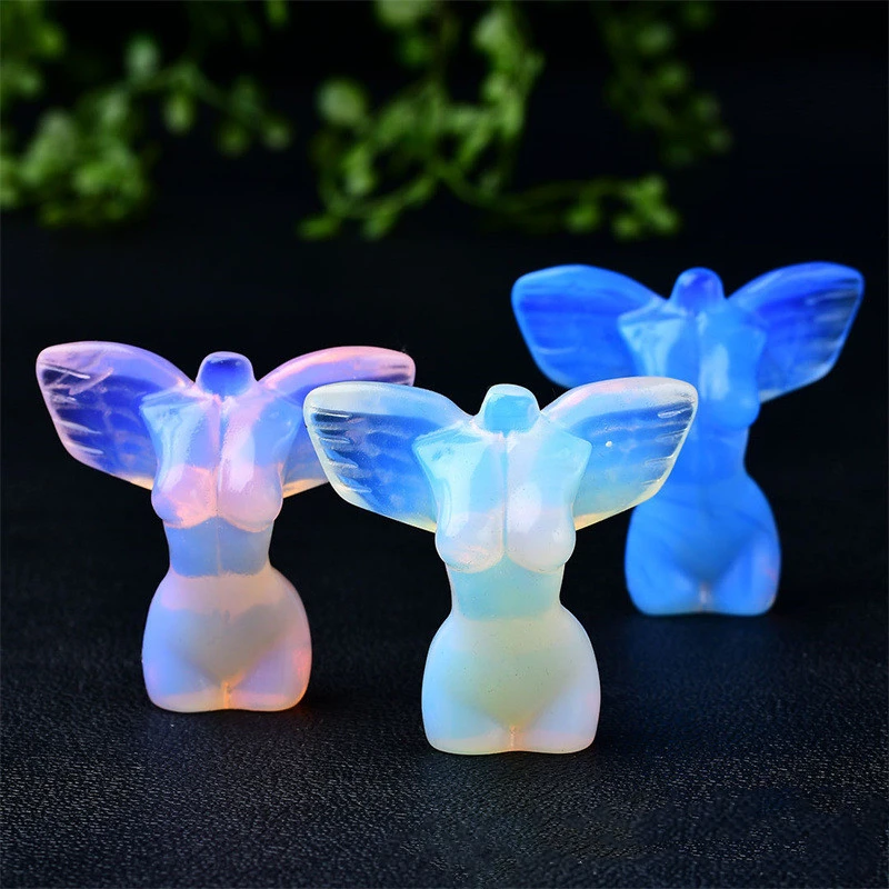 Opal Model Angel Carving Animal Tabletop Handicraft Ornaments 5cm