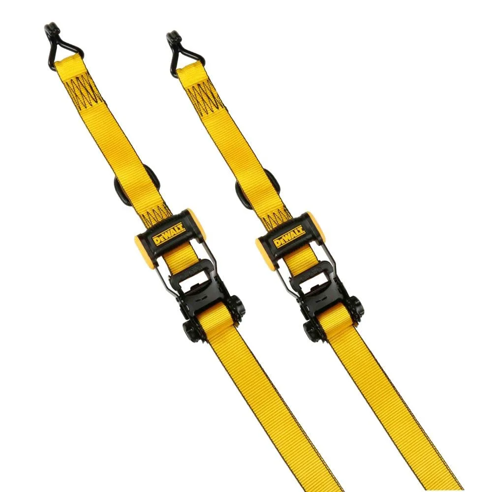 DEWALT DXBC33002 Black/Yellow 1.5" x 16' Ratchet Tie Down Straps - Mid-Weight Cargo Hauling (3300 lb Break Strength), 2 Pack