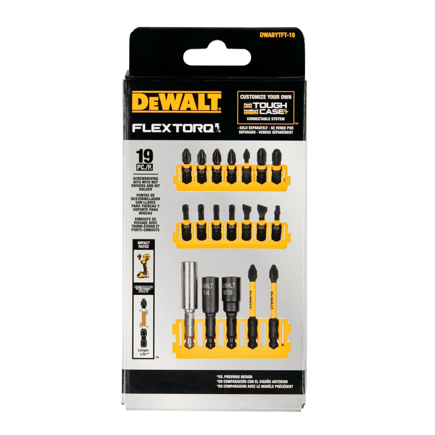 DEWALT BYTC Flex Torq Set #2 Phillips/#8 Slotted Set Shank Screwdriver Bit Set Screwdriver (19-Piece) (DWABYTFT-19)