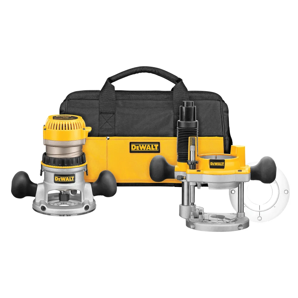 DEWALT Router, Fixed/Plunge Base Kit, Variable Speed, Soft Start, 2-1/4-HP (DW618PKB) (Pack of 1)