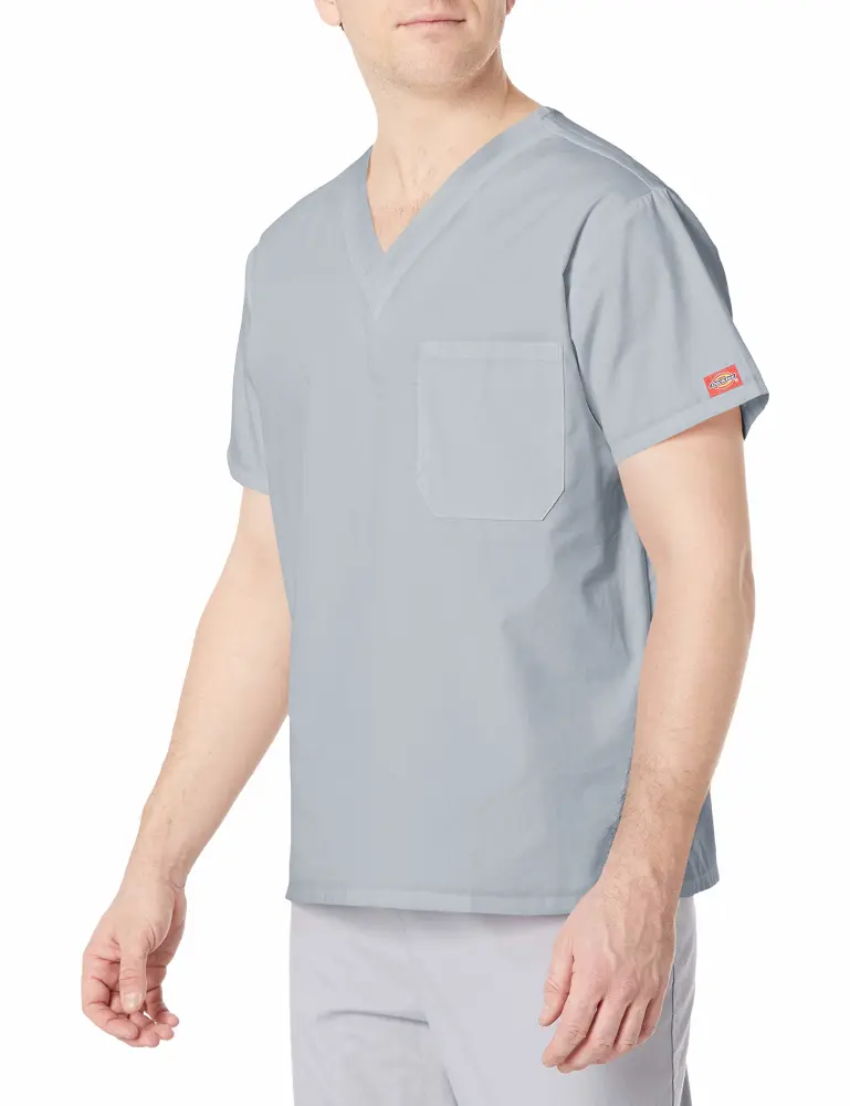 Dickies EDS Signature Scrubs for Women and Scrubs for Men, Unisex One Pocket V-Neck Top in Soft Brushed Poplin 83706