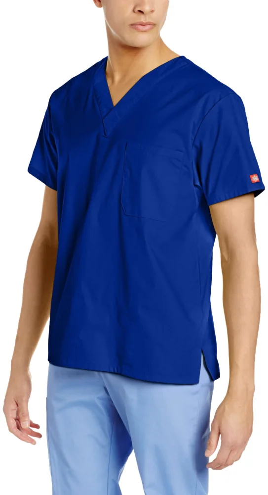 Dickies EDS Signature Scrubs for Women and Scrubs for Men, Unisex One Pocket V-Neck Top in Soft Brushed Poplin 83706