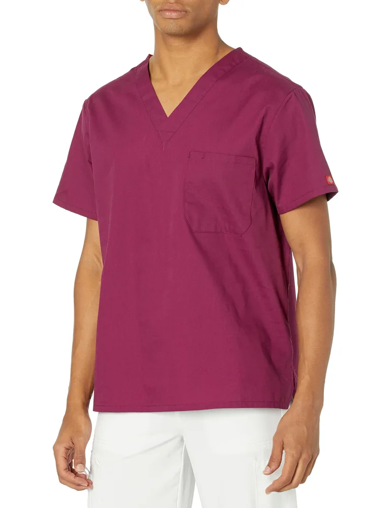 Dickies EDS Signature Scrubs for Women and Scrubs for Men, Unisex One Pocket V-Neck Top in Soft Brushed Poplin 83706