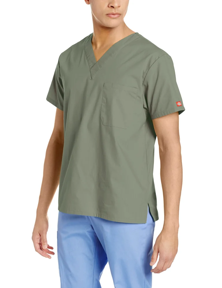 Dickies EDS Signature Scrubs for Women and Scrubs for Men, Unisex One Pocket V-Neck Top in Soft Brushed Poplin 83706