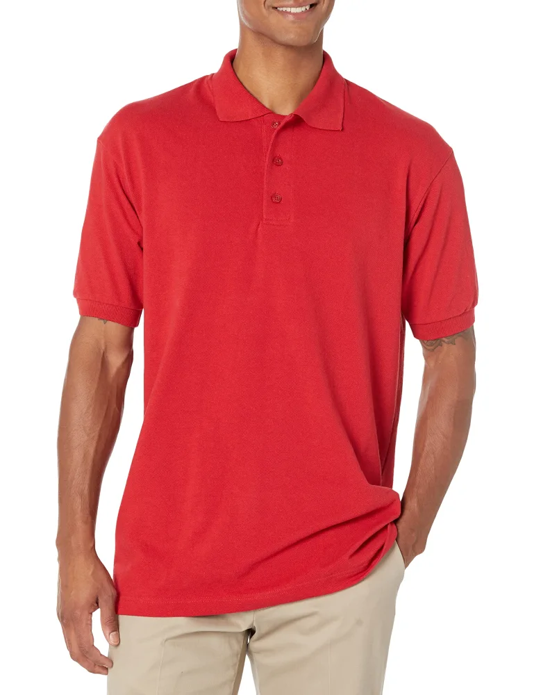 Dickies Men's Big Short-Sleeve Pique Polo Shirt, English Red, 4X-Large