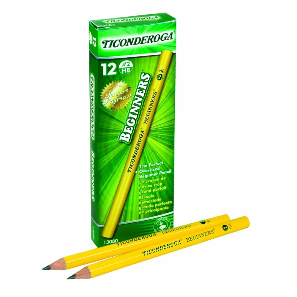 Dixon Ticonderoga Beginners Primary Size #2 Pencils Without Eraser, Box of 12, Yellow (13080)(2Pack)