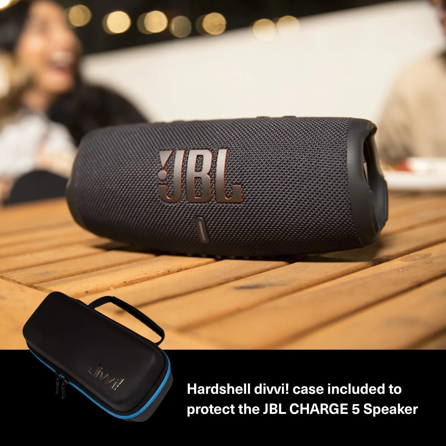 JBL Charge 5 (Red) + Bundle with divvi! Protective Hardshell Case (Black)