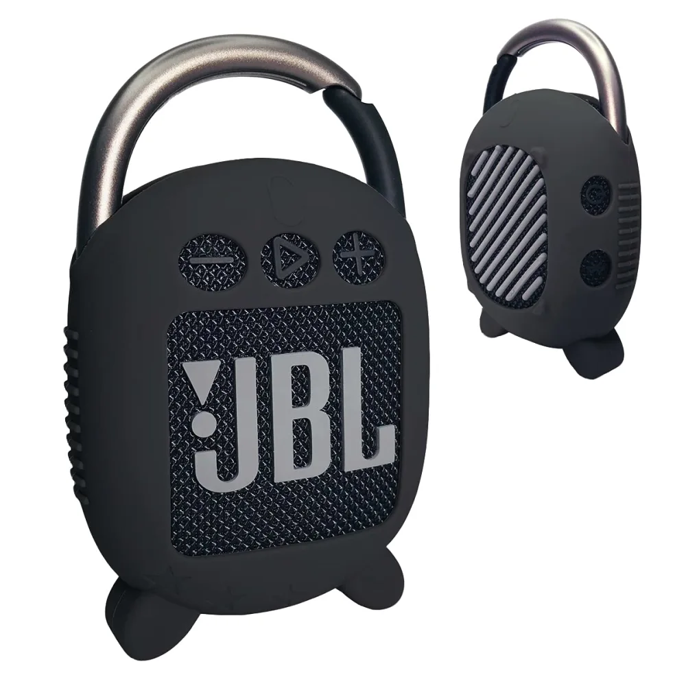 Silicone Cover Case for JBL Clip 4 Portable Bluetooth Speaker, Protective Carrying Case for JBL Clip 4 Portable Bluetooth Speaker Accessories (Black)