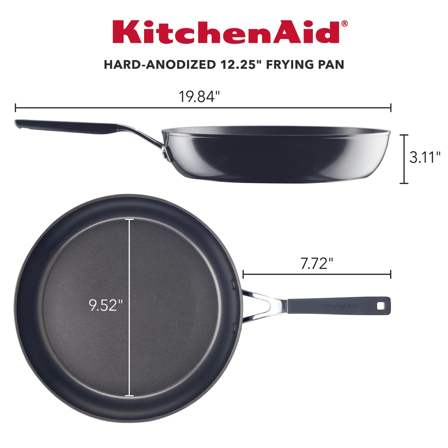 KitchenAid Hard Anodized Nonstick Frying Pan/Skillet, 12.25 Inch, Onyx Black
