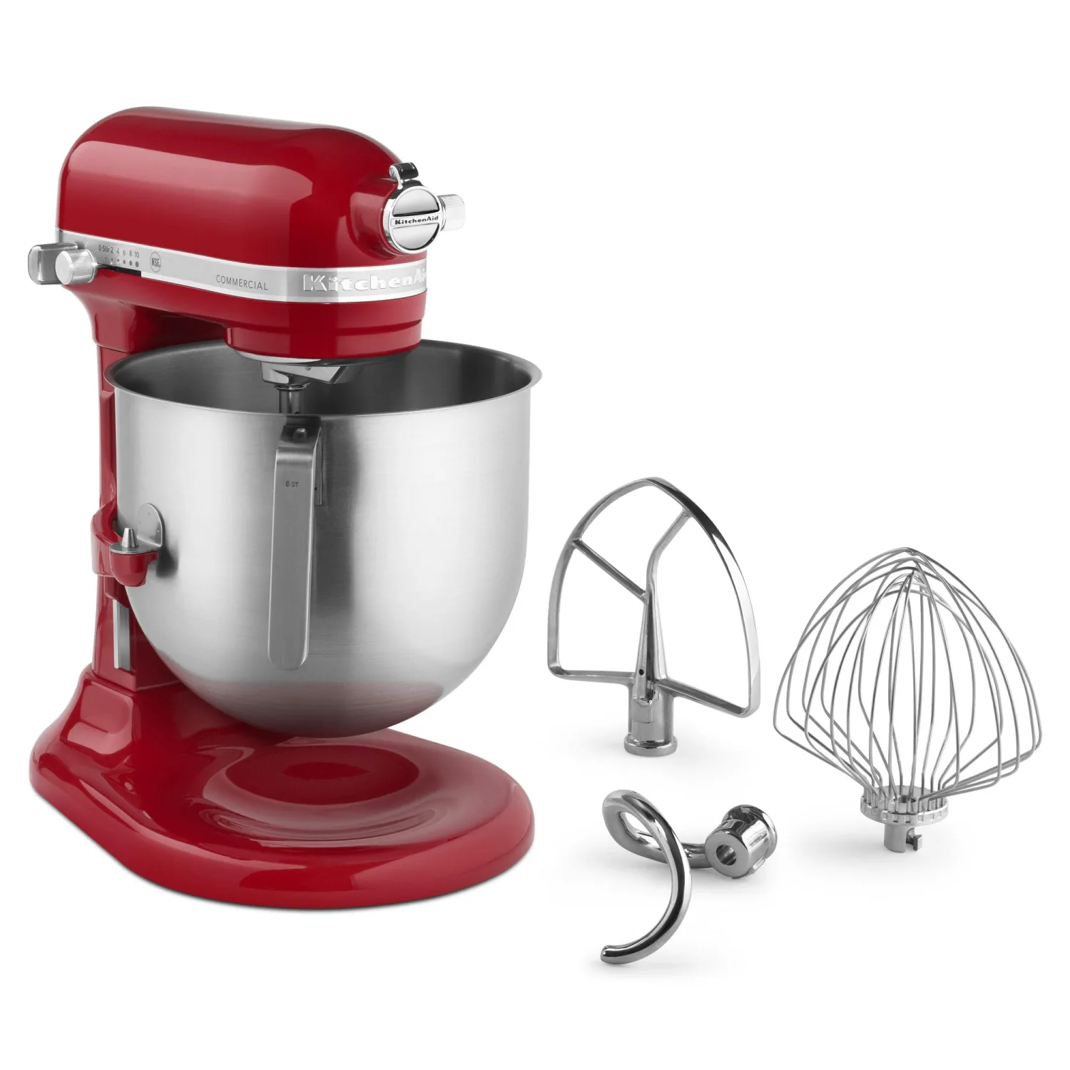 KitchenAid KSM8990ER 8-Quart Commercial Countertop Mixer, 10-Speed, Gear-Driven, Empire Red