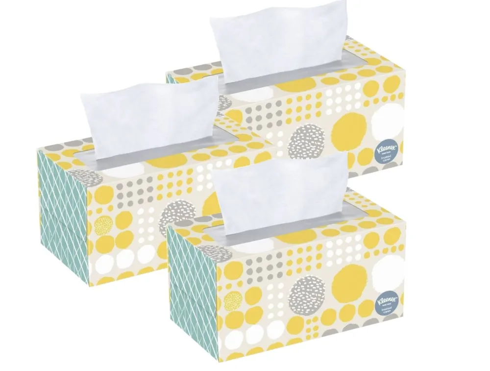 Kleenex Trusted Care White Facial Tissue, 160 2-Ply Tissues, (Pack of 3)