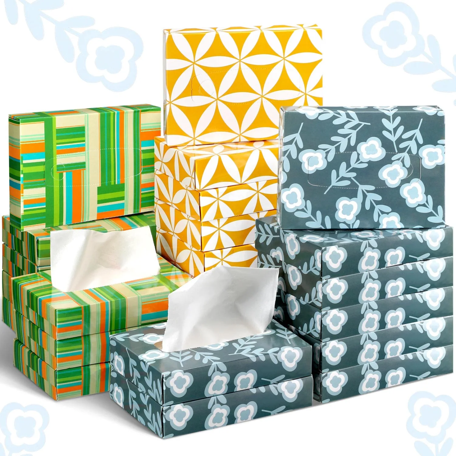 24 Packs 960 Sheets Tissue Cube Car Facial Boxes Disposable Facial Travel Tissues Holder for Car Soft Watercolor Boxes Tissue 2 Ply 40 Sheets for Car Household Kitchen School Bathroom (Simple)