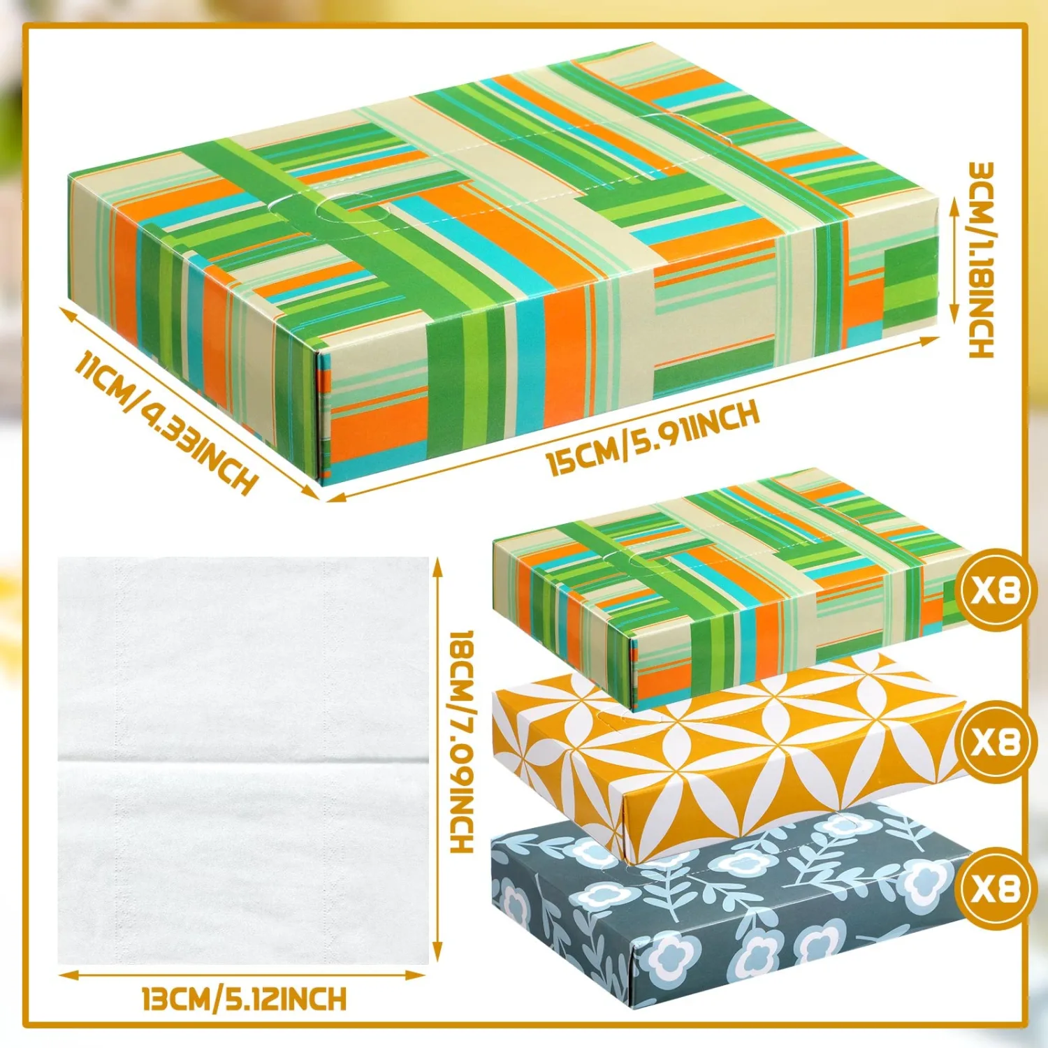 24 Packs 960 Sheets Tissue Cube Car Facial Boxes Disposable Facial Travel Tissues Holder for Car Soft Watercolor Boxes Tissue 2 Ply 40 Sheets for Car Household Kitchen School Bathroom (Simple)
