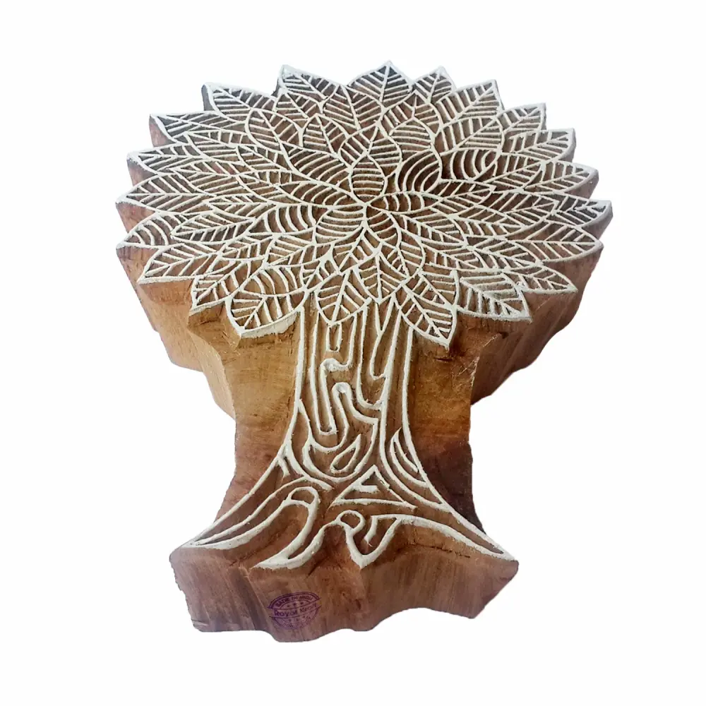 Paper Wood Stamp Large Leafy Tree Design Big Printing Block