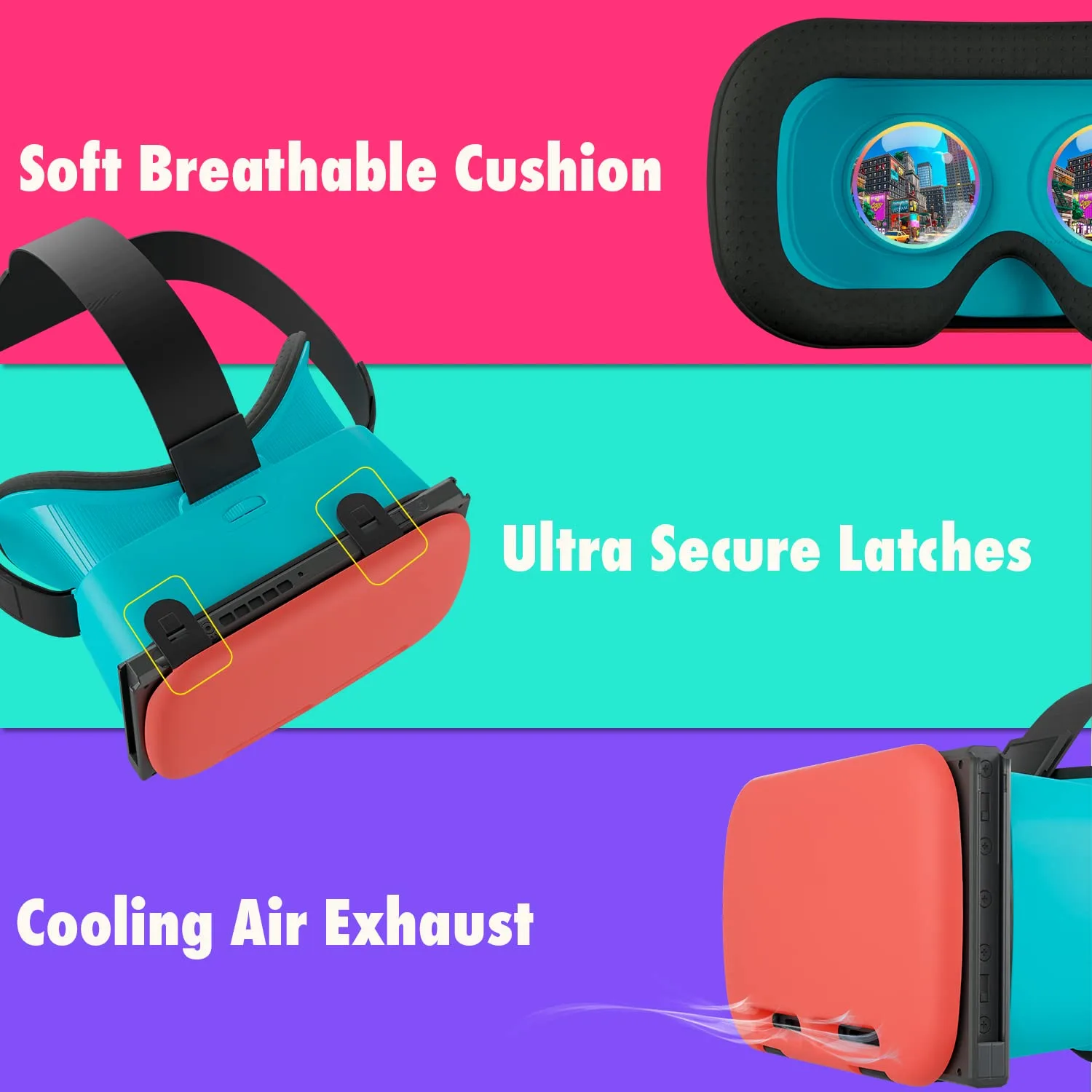 Orzly VR Headset Designed for Nintendo Switch & Switch OLED Console with Adjustable Lens for a Virtual Reality Gaming Experience and for Labo VR - Colour Pop - Gift Boxed Edition