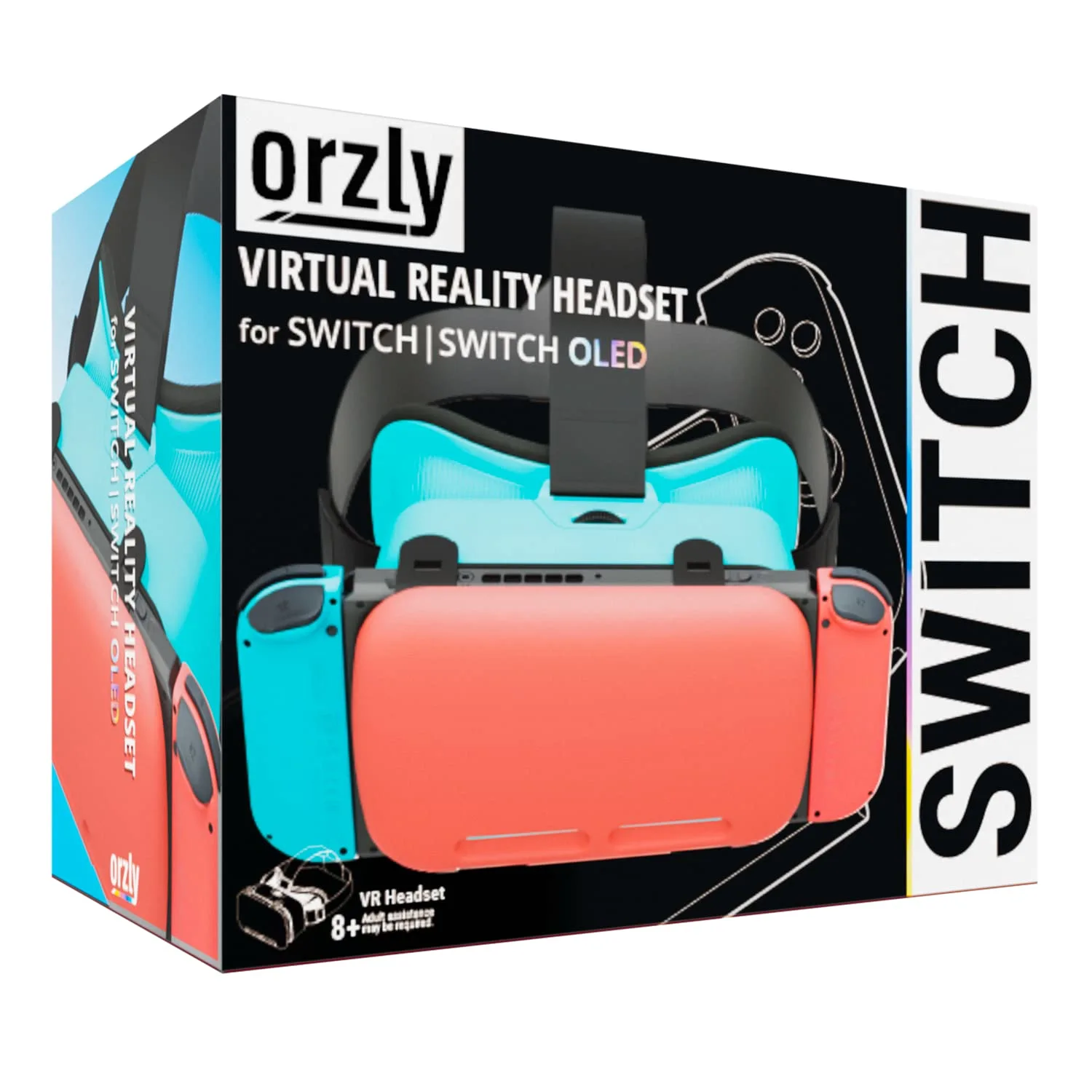 Orzly VR Headset Designed for Nintendo Switch & Switch OLED Console with Adjustable Lens for a Virtual Reality Gaming Experience and for Labo VR - Colour Pop - Gift Boxed Edition