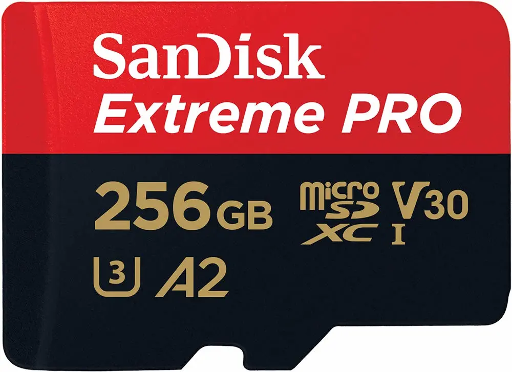 SanDisk 256GB Extreme PRO® microSD™ UHS-I Card with Adapter C10, U3, V30, A2, 200MB/s Read 140MB/s Write SDSQXCD-256G-GN6MA