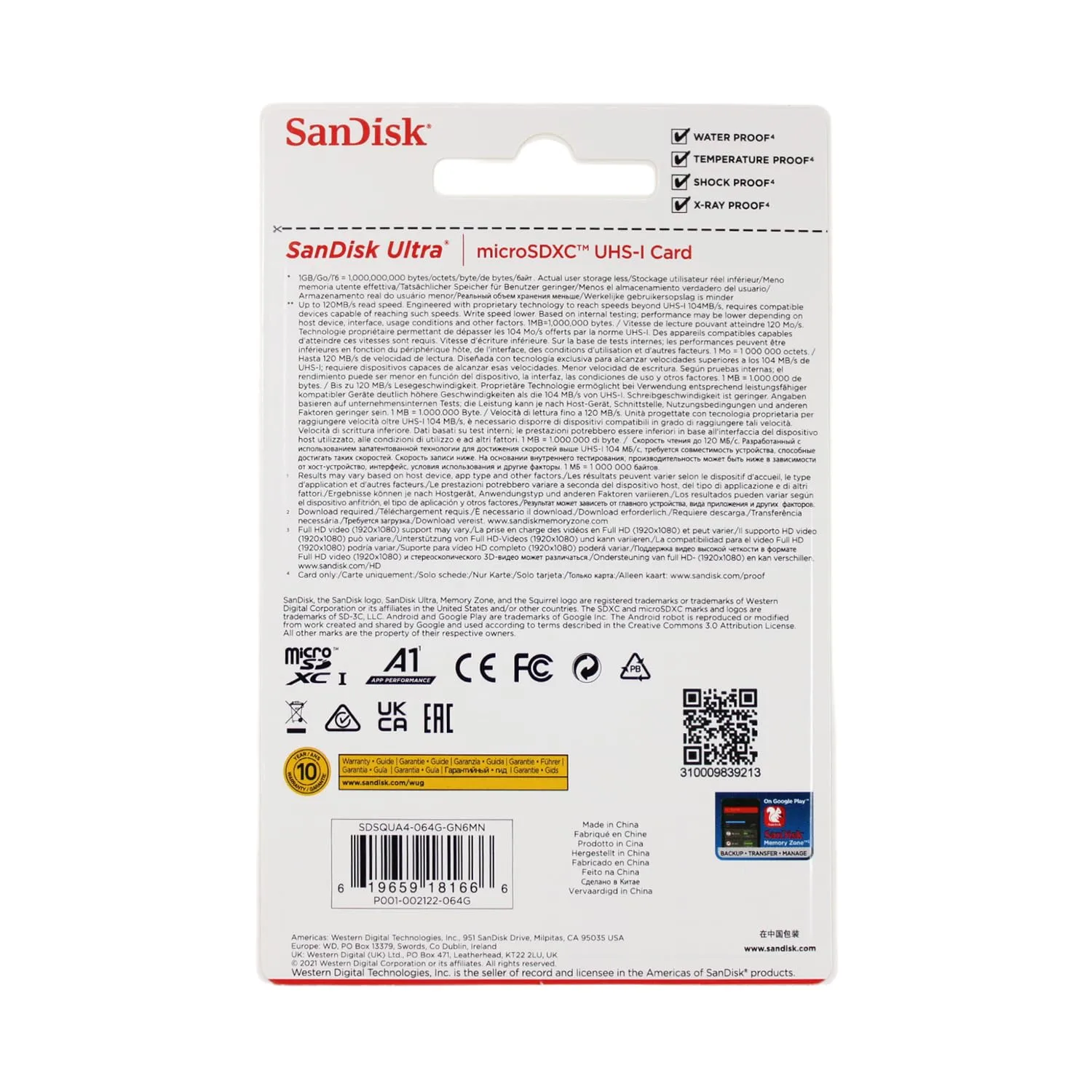 SanDisk Ultra microSD UHS-I Card 64GB, 120MB/s R