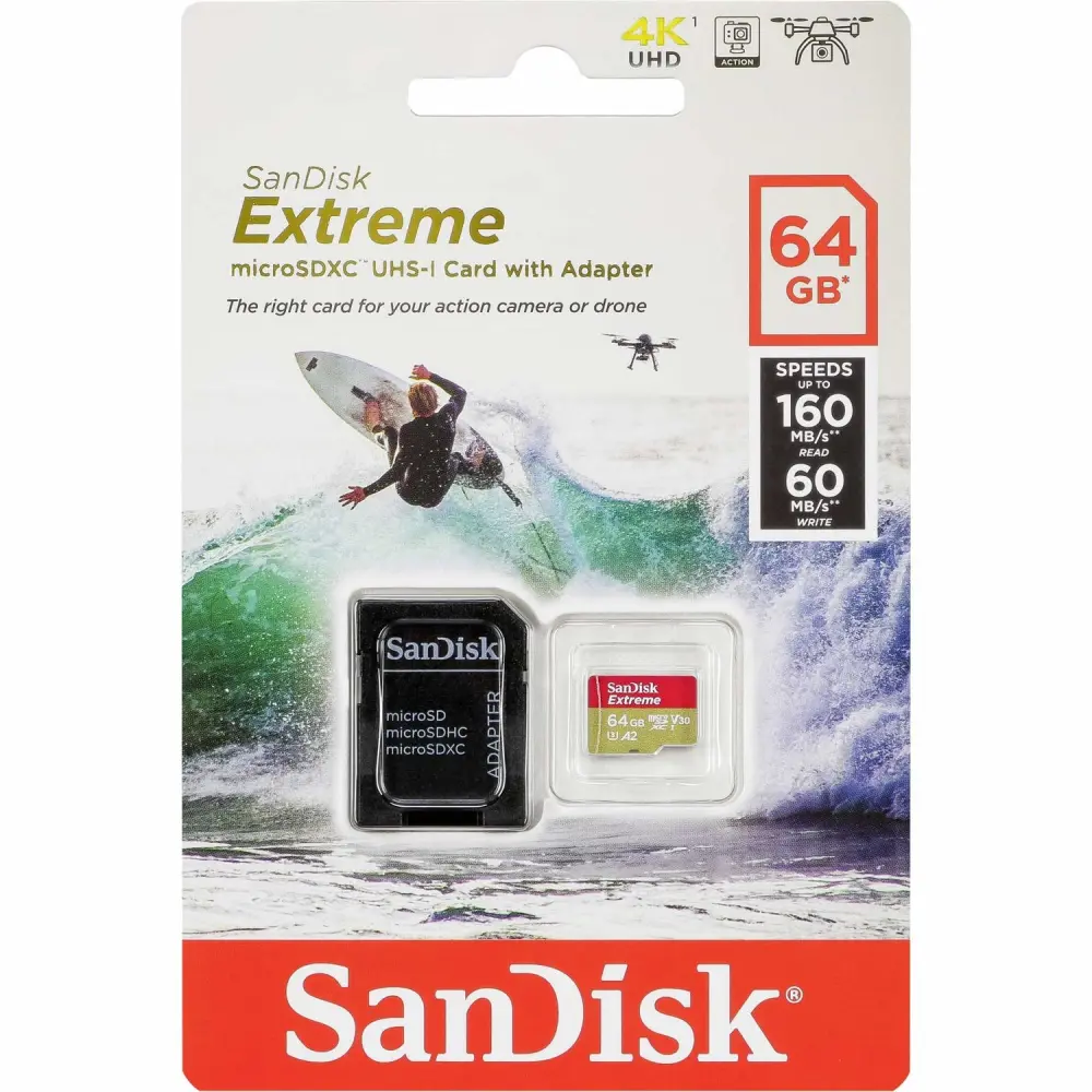 SanDisk 64GB Extreme for Mobile Gaming microSD UHS-I Card - C10, U3, V30, 4K, A2, Micro SD - SDSQXA2-064G-GN6GN