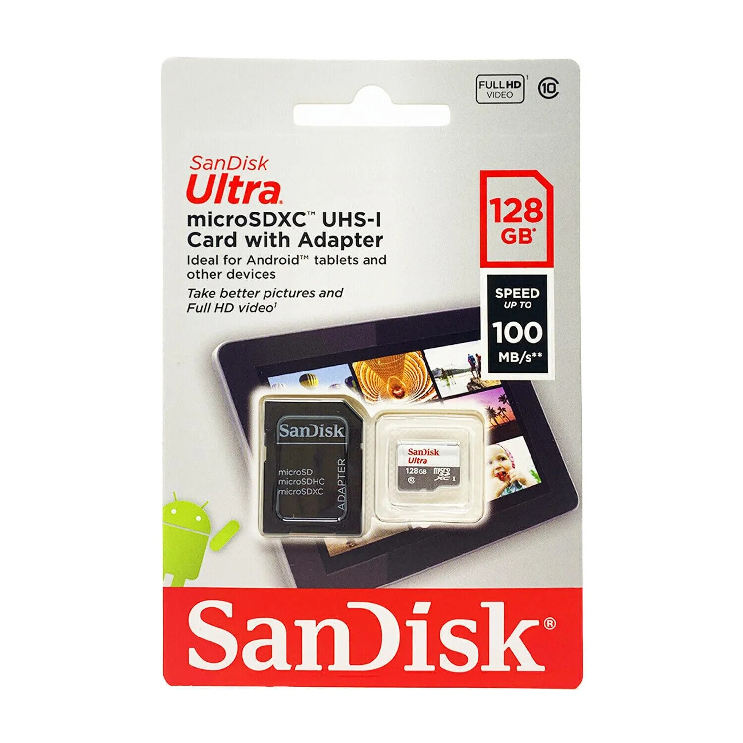 SanDisk Ultra 128GB UHS-I Class 10 MicroSDXC Memory Card Up to 80mb/s SDSQUNC-128G with Adapter
