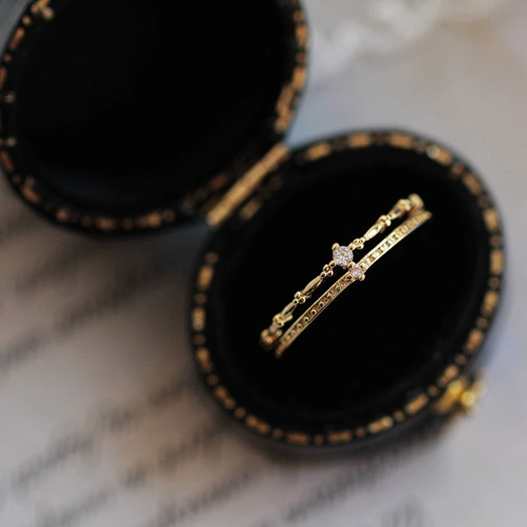 Sterling Silver Gilded Double Ring Female