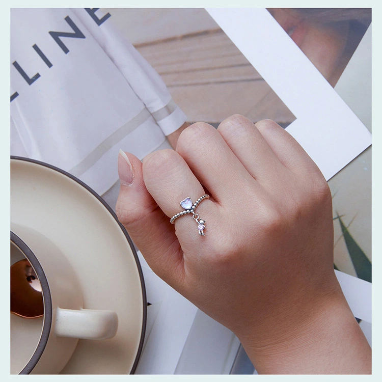 Silver Charm Original Cute Bear Balloon Ring Girl