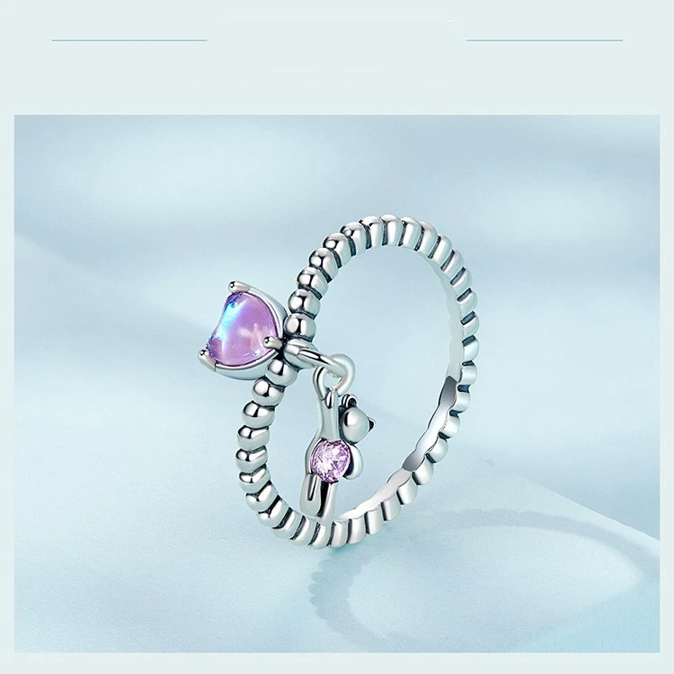 Silver Charm Original Cute Bear Balloon Ring Girl