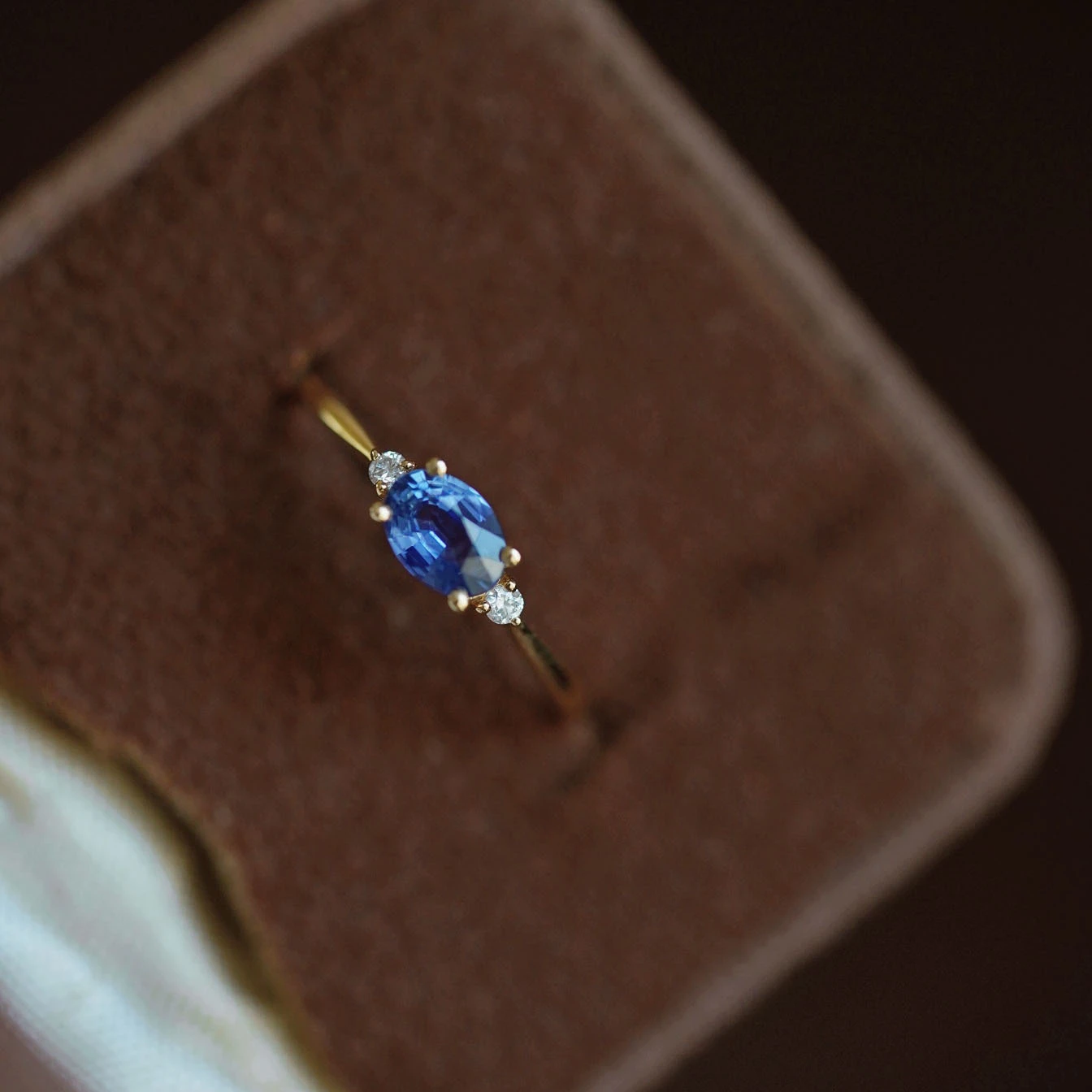 Sterling Silver Gold-plated Blue Diamond Ring Female