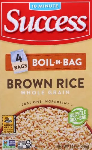 Success Boil-in-Bag Rice, Brown Rice, Quick and Easy Rice Meals, 14-Ounce Box