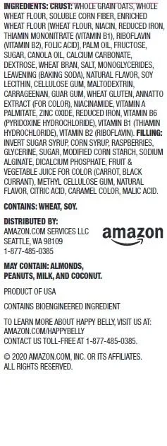 Amazon Brand - Happy Belly Fruit & Grain Cereal Bars, Raspberry, 8 Count (Pack of 1)