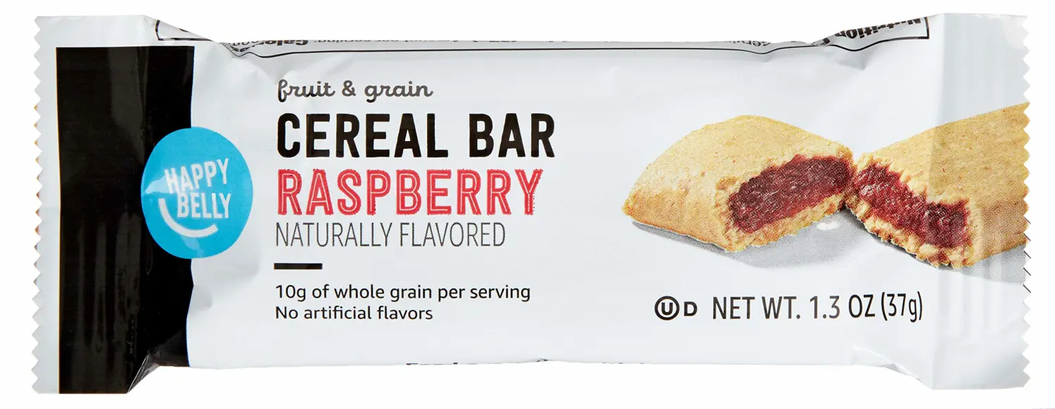 Amazon Brand - Happy Belly Fruit & Grain Cereal Bars, Raspberry, 8 Count (Pack of 1)