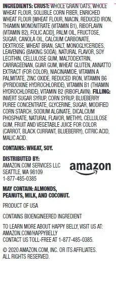 Amazon Brand - Happy Belly Fruit & Grain Cereal Bars, Blueberry, 1.3 Oz, 8 Count