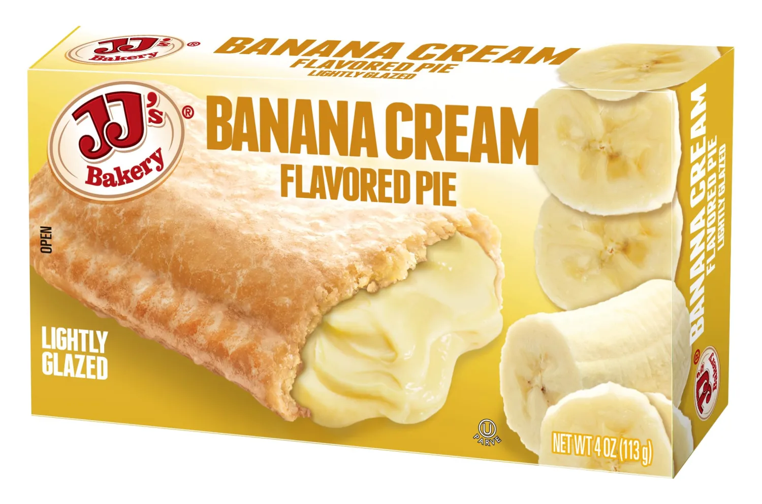 JJ's Bakery Banana Cream Pie Snack Pies, Individual Dessert, Fresh-Baked, Nut-Free, Kosher Parve, 4 Oz Each (Pack of 12)