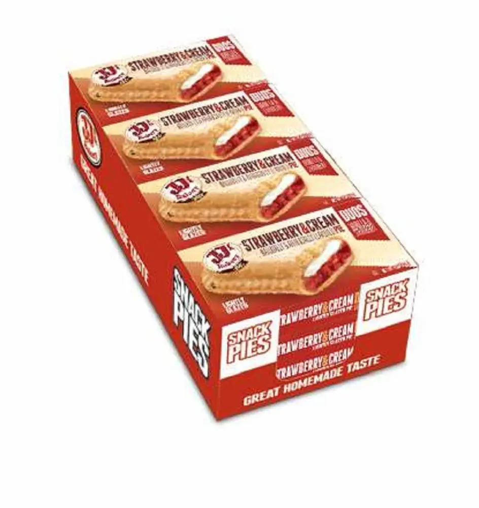 JJ's Bakery Fruit Pie Duos Strawberry & Cream Snack Pies, Individually Wrapped Pie, Portion Controlled Dessert, Fresh-Baked, Nut-Free, Kosher Parve, 4 Oz Each (Pack of 12)