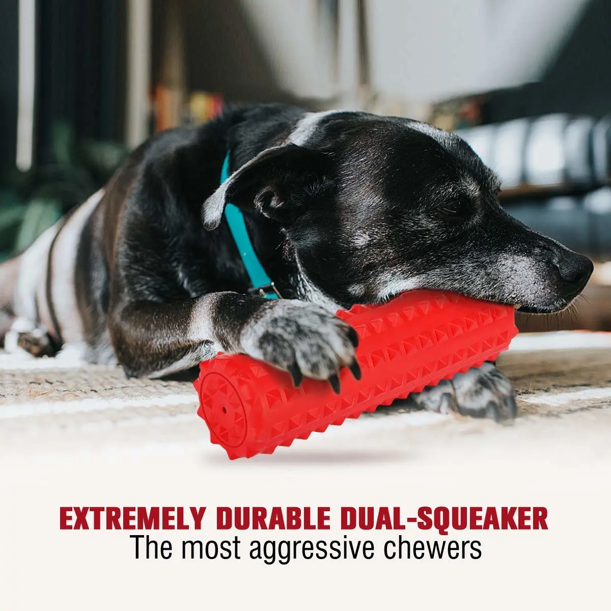 VANFINE Dog Toy, Squeaky, Indestructible, Tough, Durable Stick Chew Toy for Large Dogs, Puppies and Aggressive Chewers with Non-Toxic Natural Rubber (Medium/Large Dog, Stick)