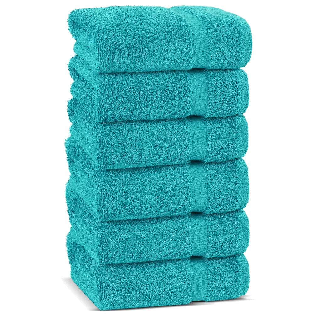 Chakir Turkish Linens | Hotel & Spa Quality 100% Cotton Premium Turkish Towels | Soft & Absorbent (6-Piece Hand Towels, Aqua)