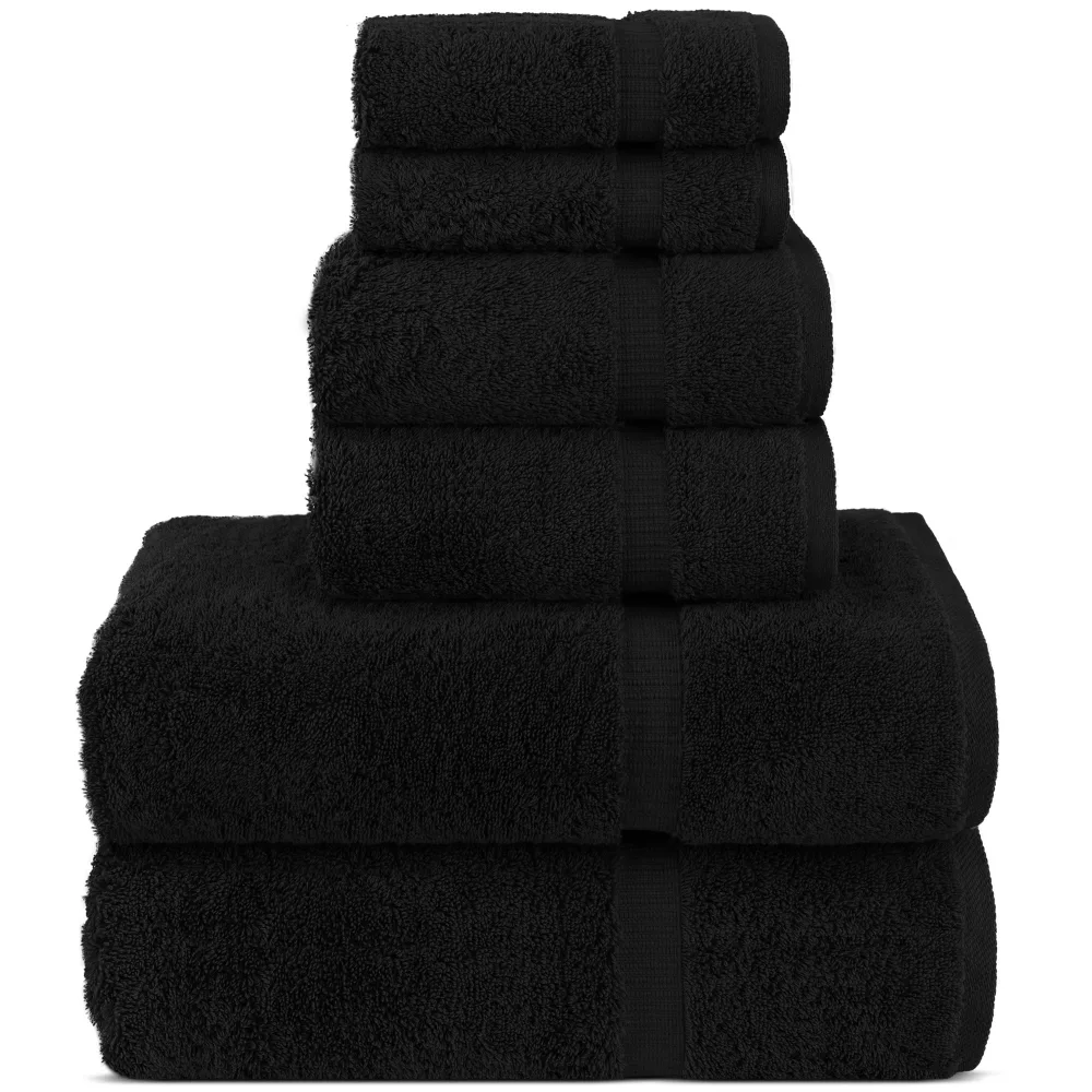 Chakir Turkish Linens Luxury Spa and Hotel Quality Premium Turkish Cotton 6-Piece Towel Set (2 x Bath Towels, 2 x Hand Towels, 2 x Washcloths)