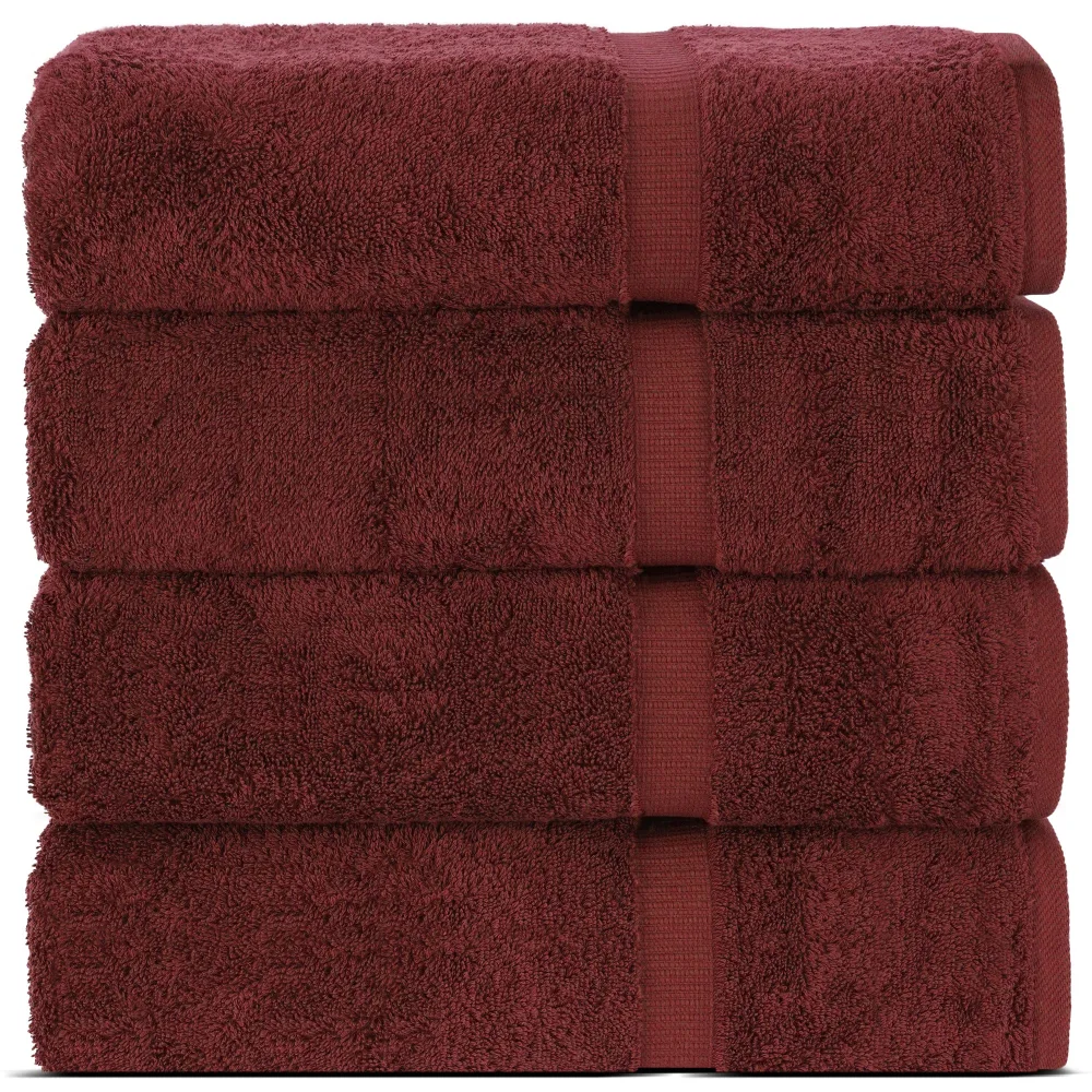 Chakir Turkish Linens | Hotel & Spa Quality 100% Cotton Premium Turkish Towels | Soft & Absorbent (4-Piece Bath Towels, Cranberry)