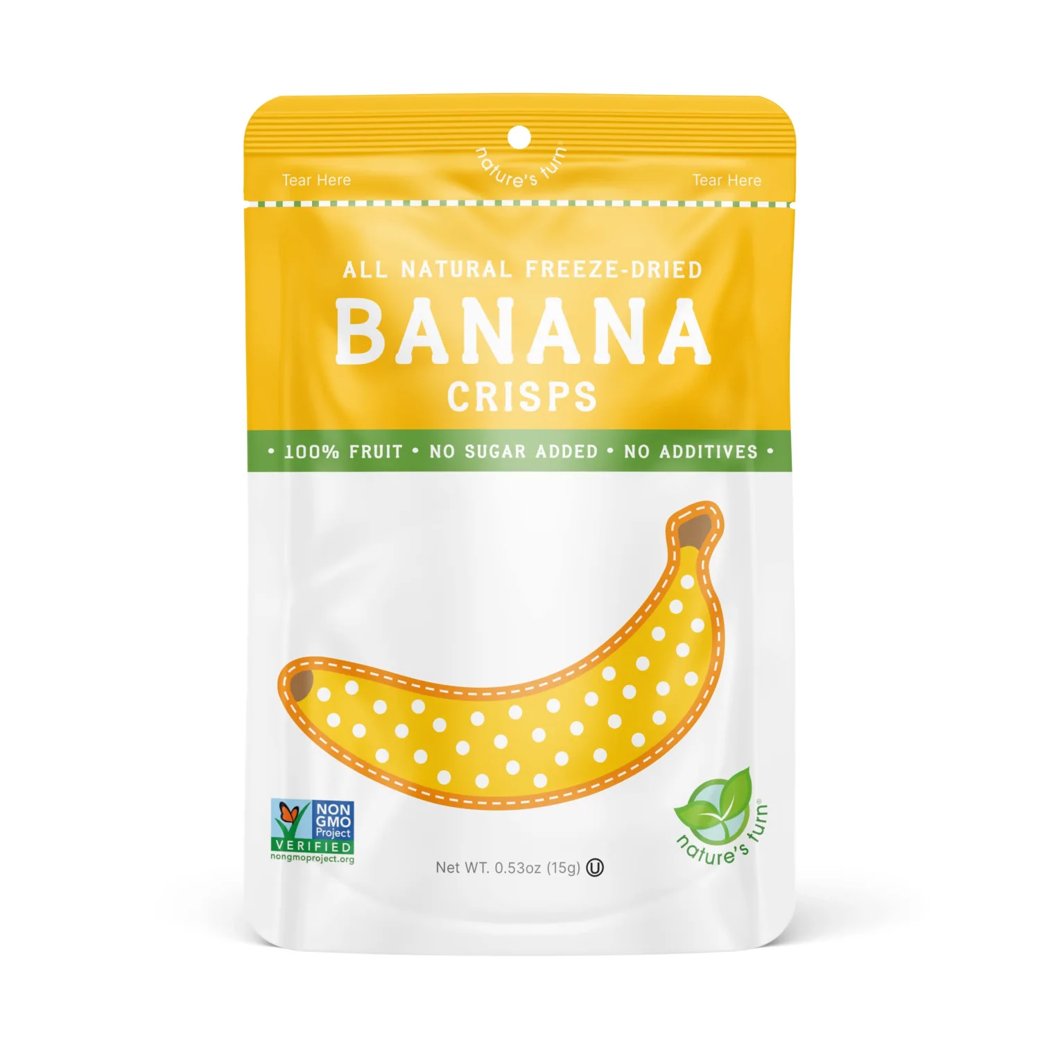 Nature's Turn Freeze-Dried Fruit Snacks, Banana Crisps, Pack of 6 (0.53 oz Each)
