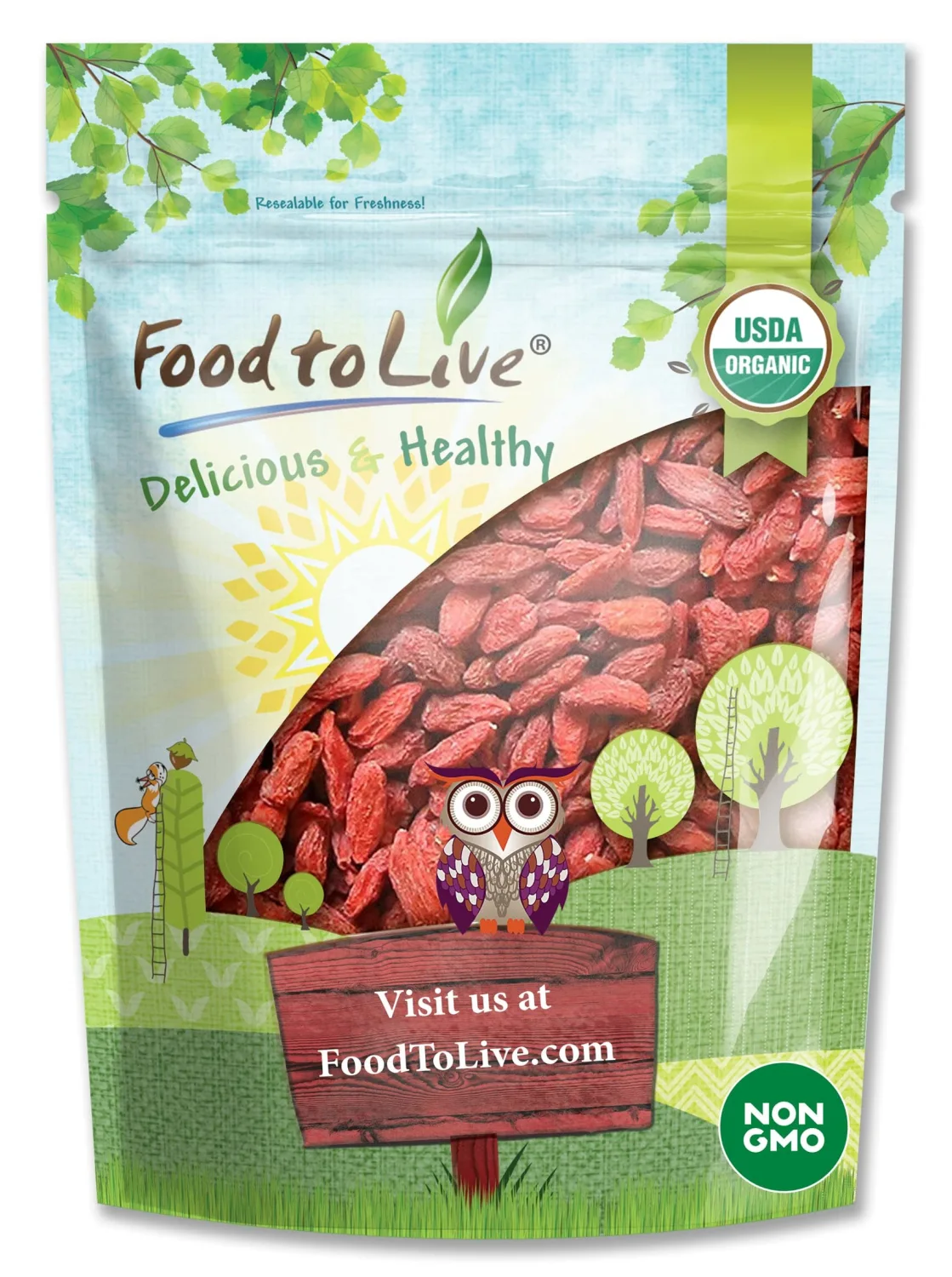 Food to Live Organic Goji Berries, 4 Pounds - Sun Dried, Large and Juicy, Non-GMO, Raw, Vegan, Sirtfood, Bulk