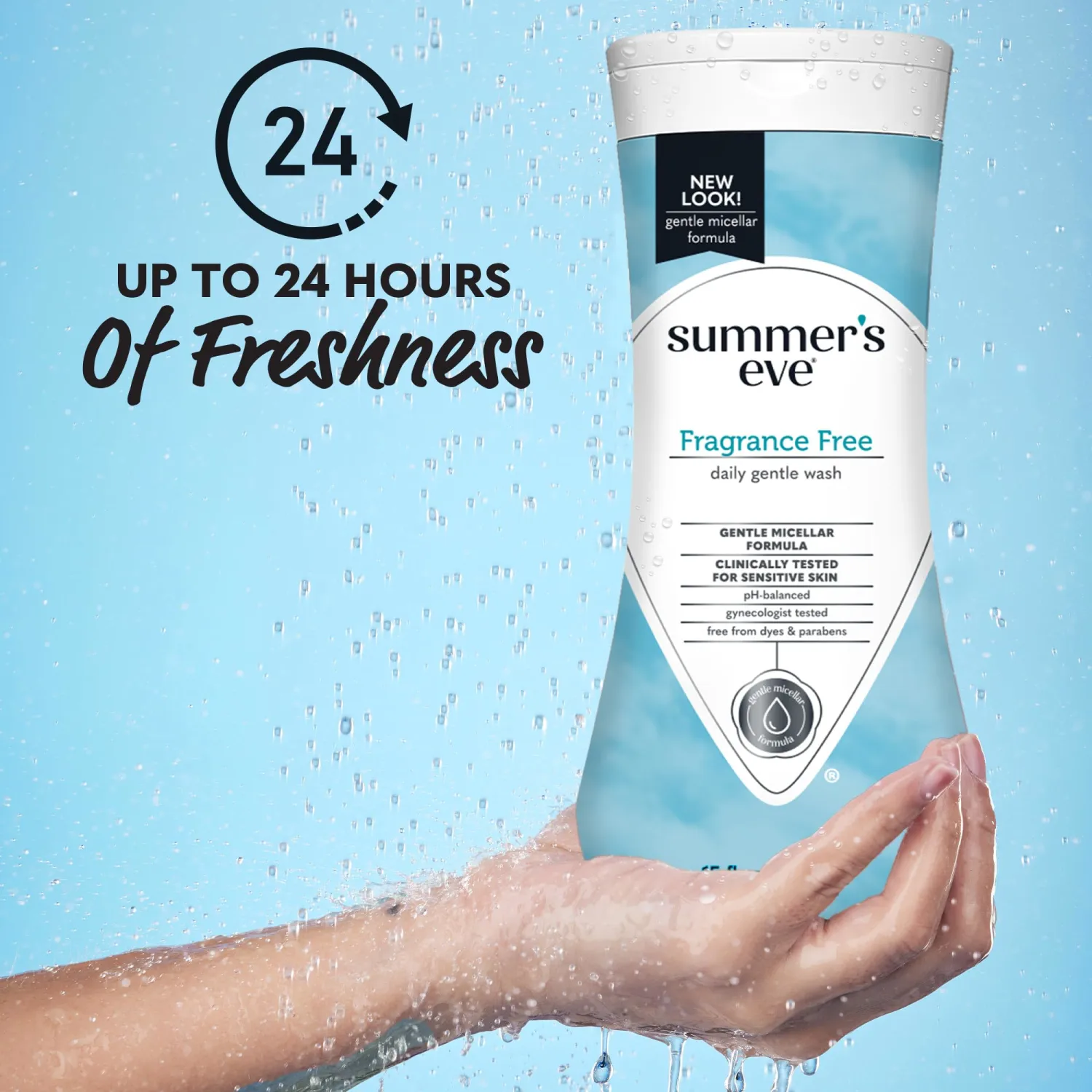 Summer's Eve Fragrance Free Gentle Daily All Over Feminine Body Wash, Removes Odor, Feminine Wash pH Balanced, 15 fl oz, 3 Pack