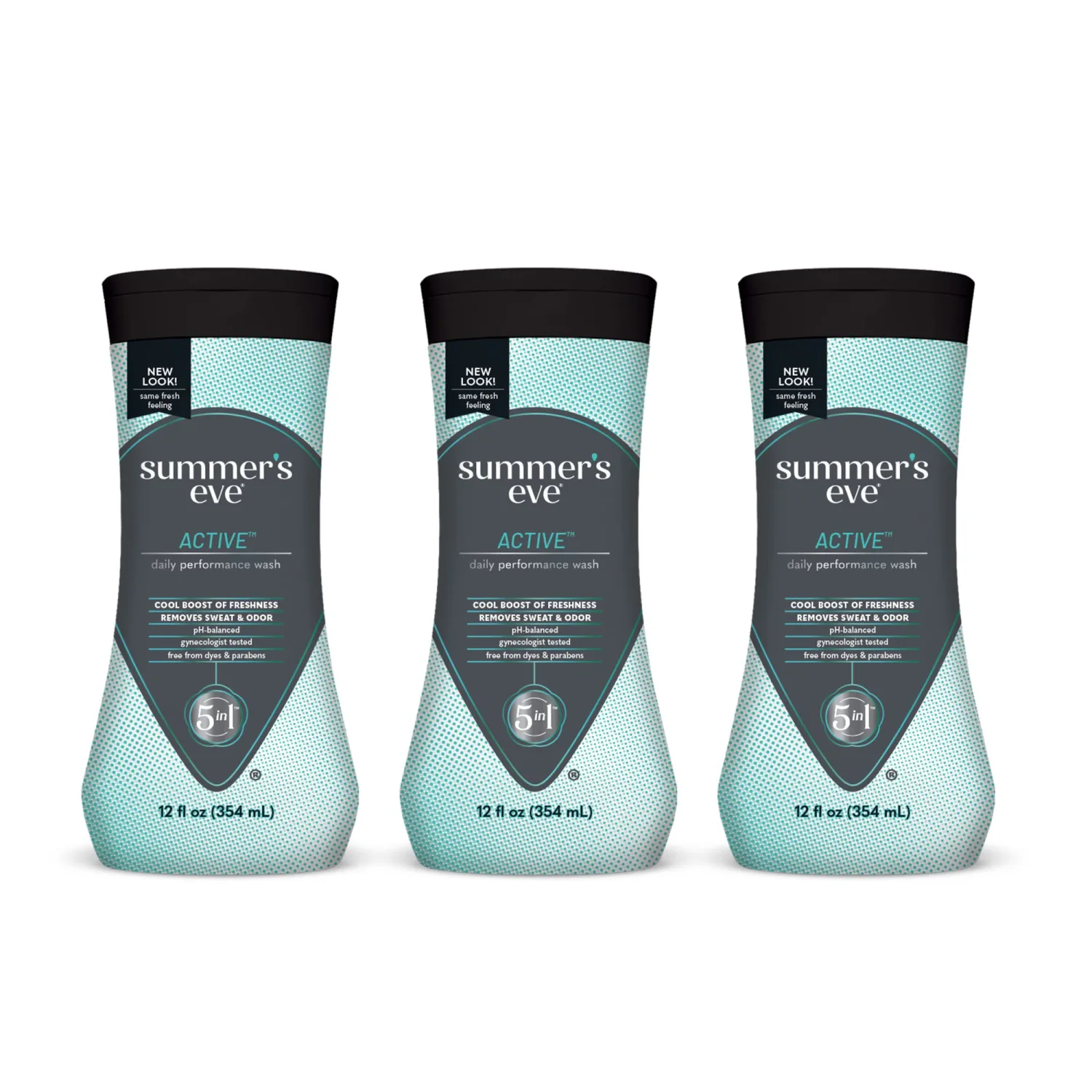 Summer's Eve Active Daily Performance All Over Feminine Body Wash, pH balanced, 12 fl oz bottle 3 Pack