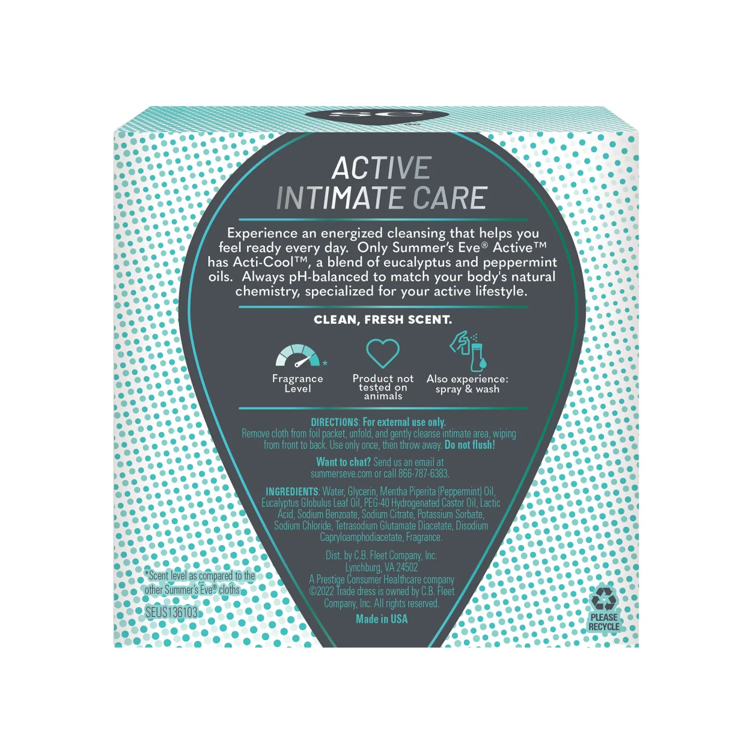 Summer's Eve Active Daily Perfomance Feminine Wipes, pH balanced, 14 Count
