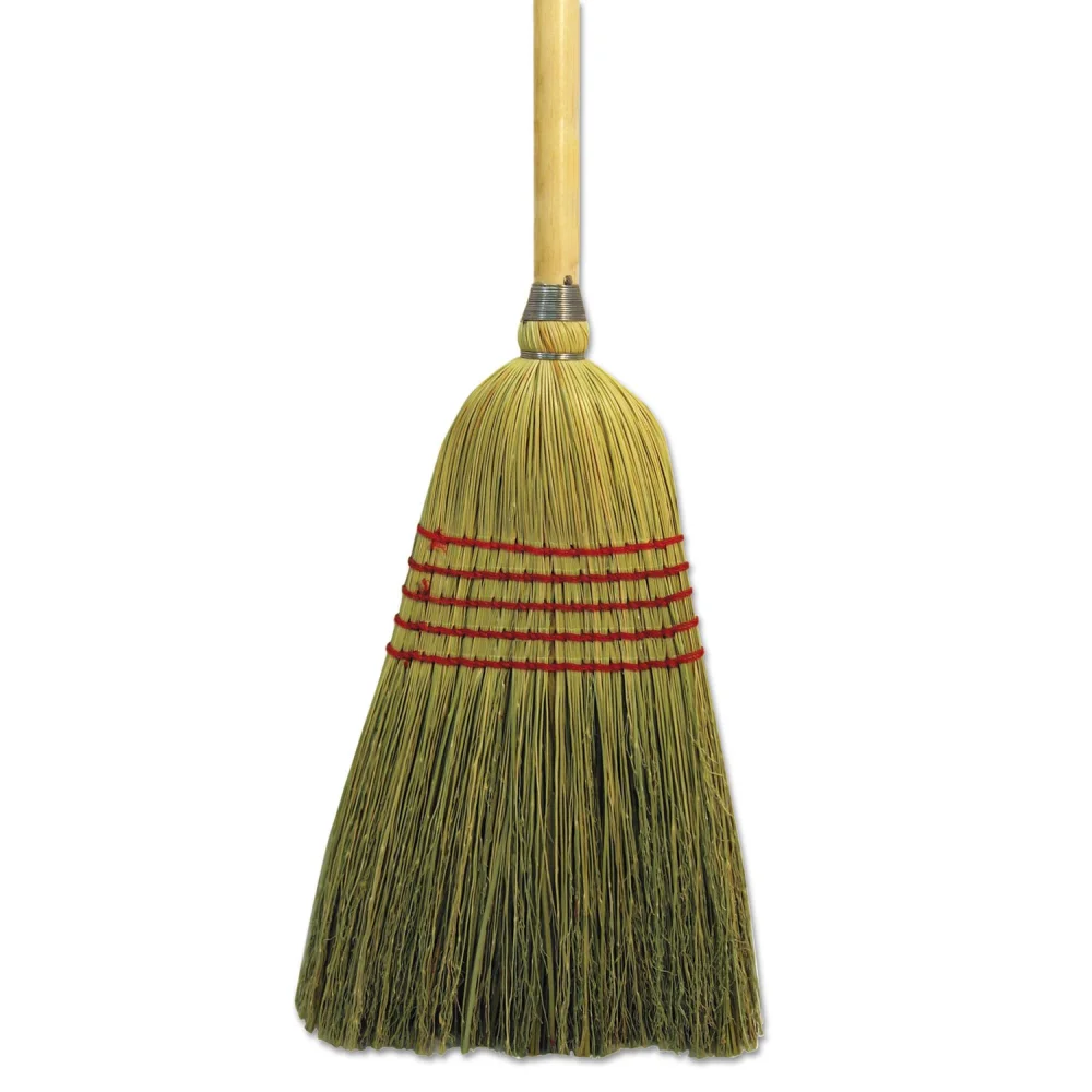 Flagged Bristle Parlor Broom Maid Broom with Wooden Handle