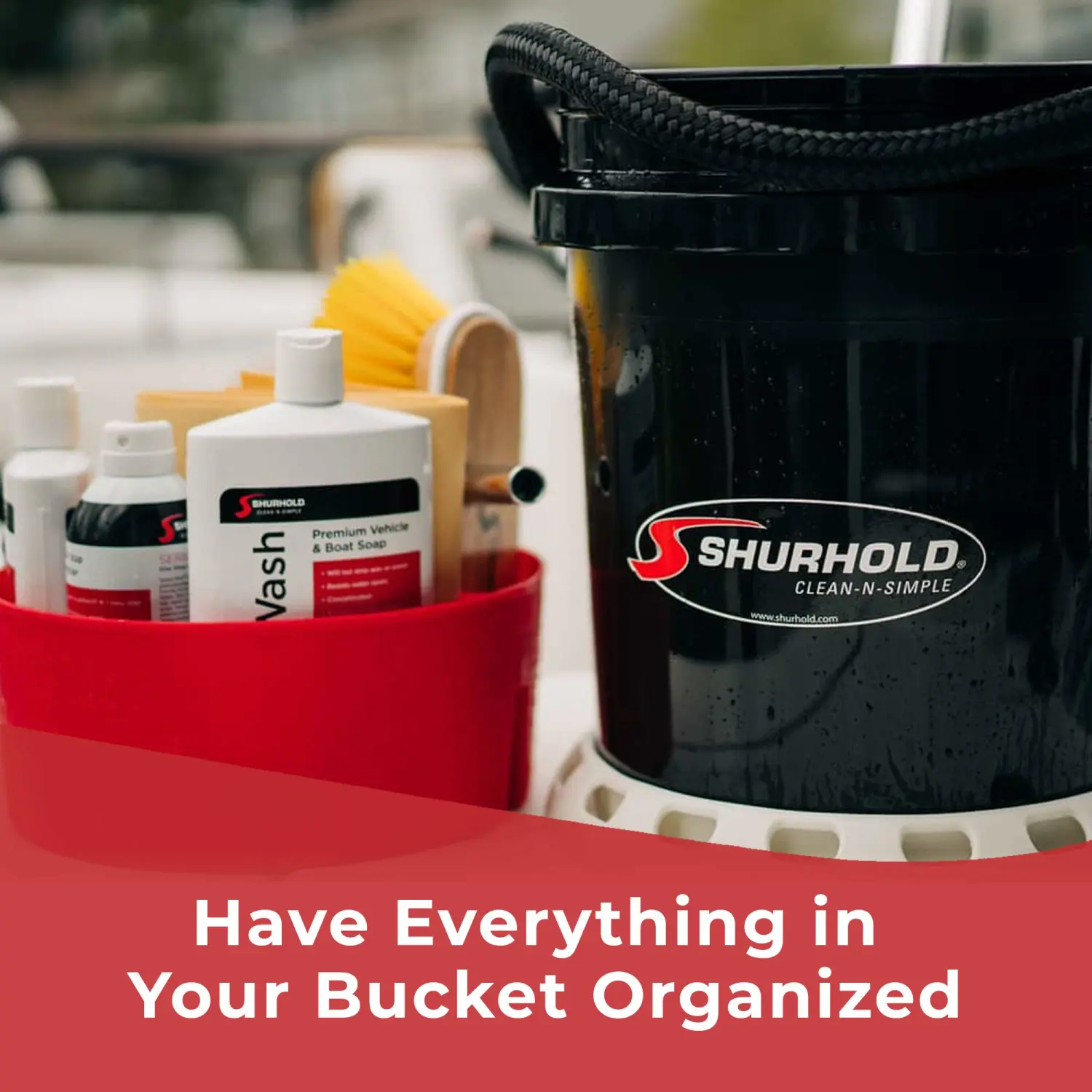 Shurhold 2464 5 Gallon Black Deluxe Bucket Kit