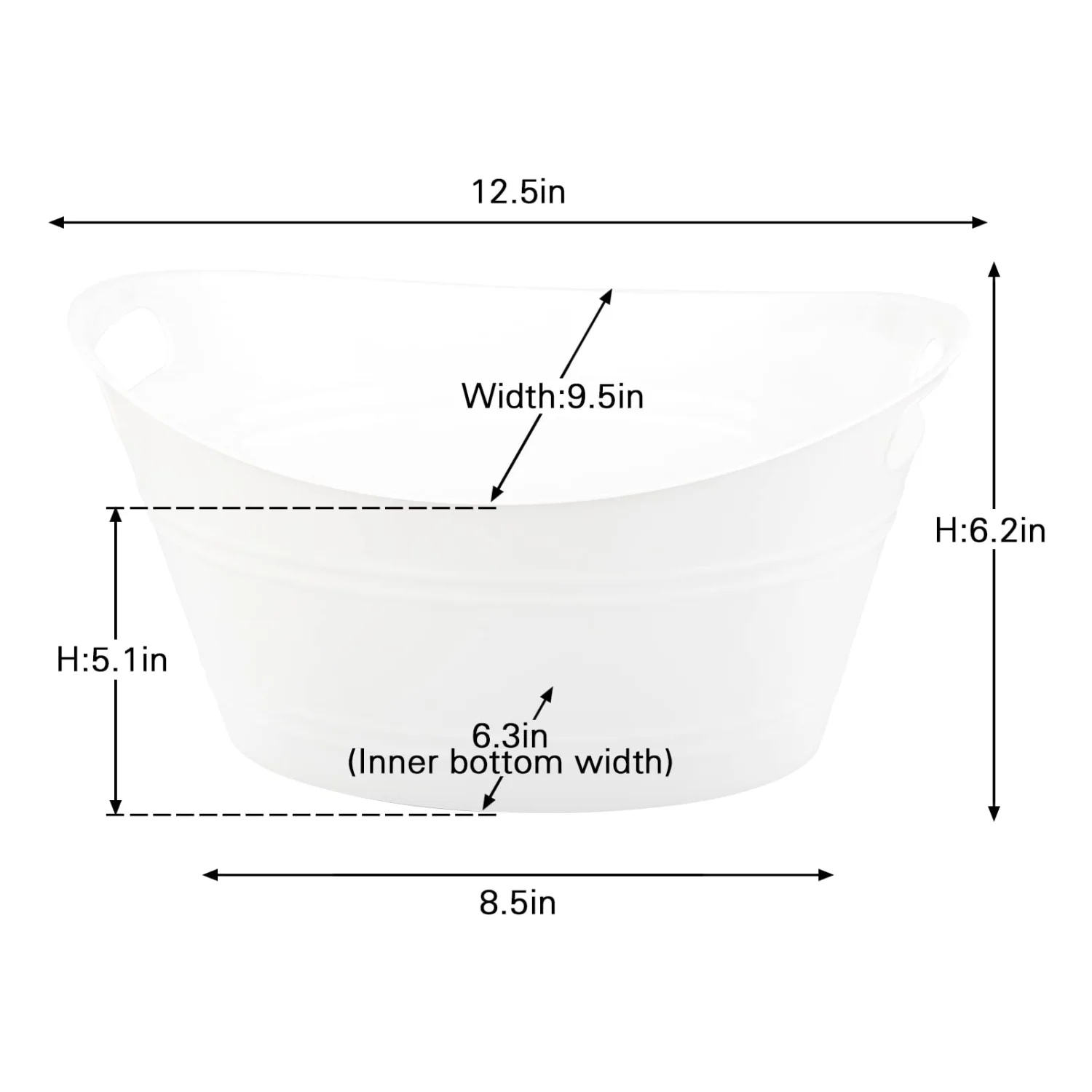 6 Pack Plastic Oval Storage Tub, Ice Bucket for Wine, Beer and Champagne, Bottle Drink Cooler for Parties, Storage Basket, 4.5 Liter
