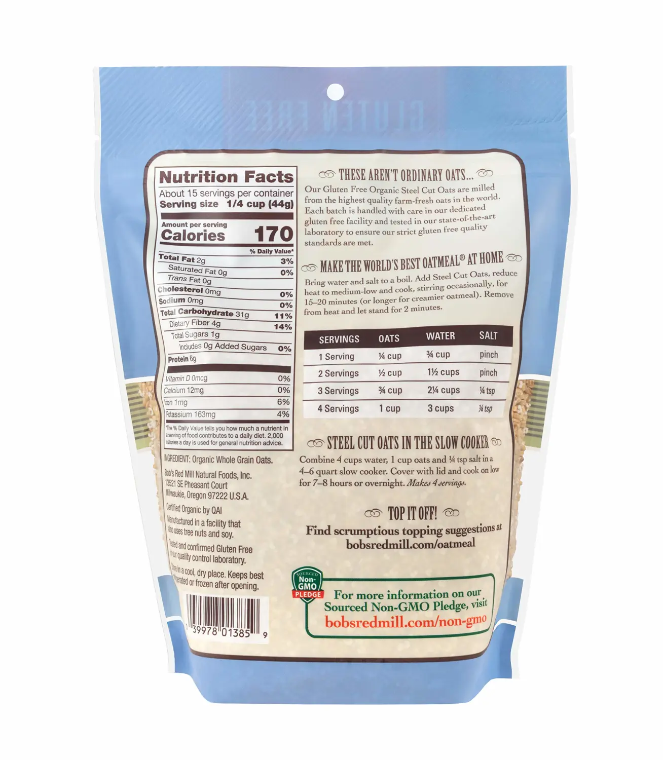 Bob's Red Mill Gluten Free Organic Steel Cut Oats, 24oz (Pack of 1) - Non GMO, Whole Grain, Vegan, Kosher