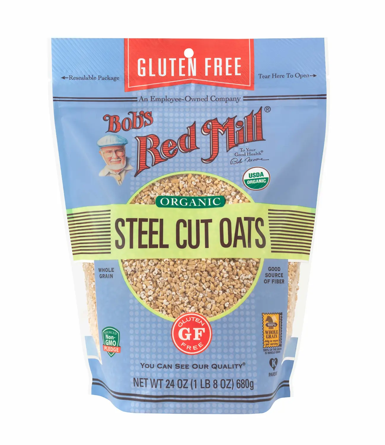 Bob's Red Mill Gluten Free Organic Steel Cut Oats, 24oz (Pack of 1) - Non GMO, Whole Grain, Vegan, Kosher